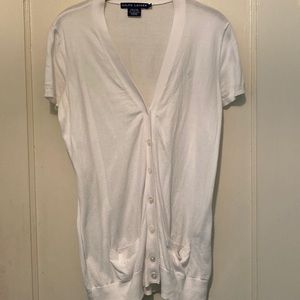 100% Pima Cotton Xtra Fine Knit Short Sleeve Button Front Summer Cardigan EUC